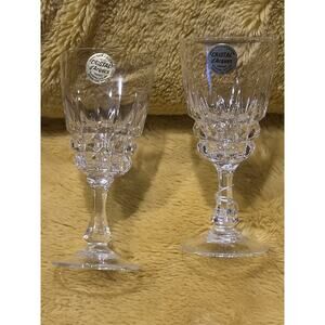 Cristal d'Arques Pompadour cut crystal cordial liqueur glasses Set Of 2 Vtg Wine